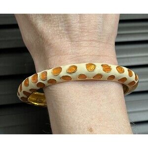 KJL Kenneth Jay Lane Bracelet Oval Bangle Cloisonné Champleve Enamel Gold Plated